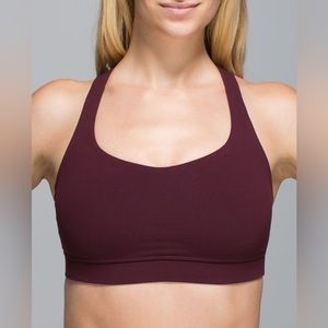 Lululemon maroon burgundy sports bra size 10 straps gym workout